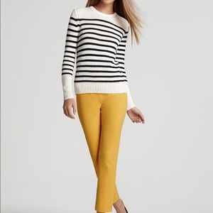 THEORY Saida Poised cotton sweater black white/cream striped small